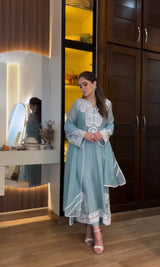Designer Soft Nylon Organza Silk Top & Palazzo Set