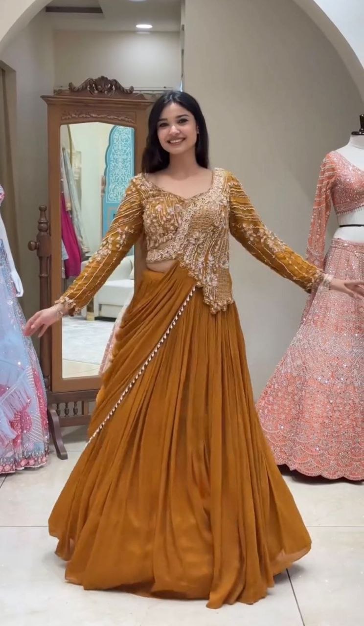 Designer Fully Stitched Rangoli Silk Lehenga Choli Set