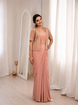 Effortless Luxury: Ready-to-Wear Crepe Silk Saree & Jacket Set